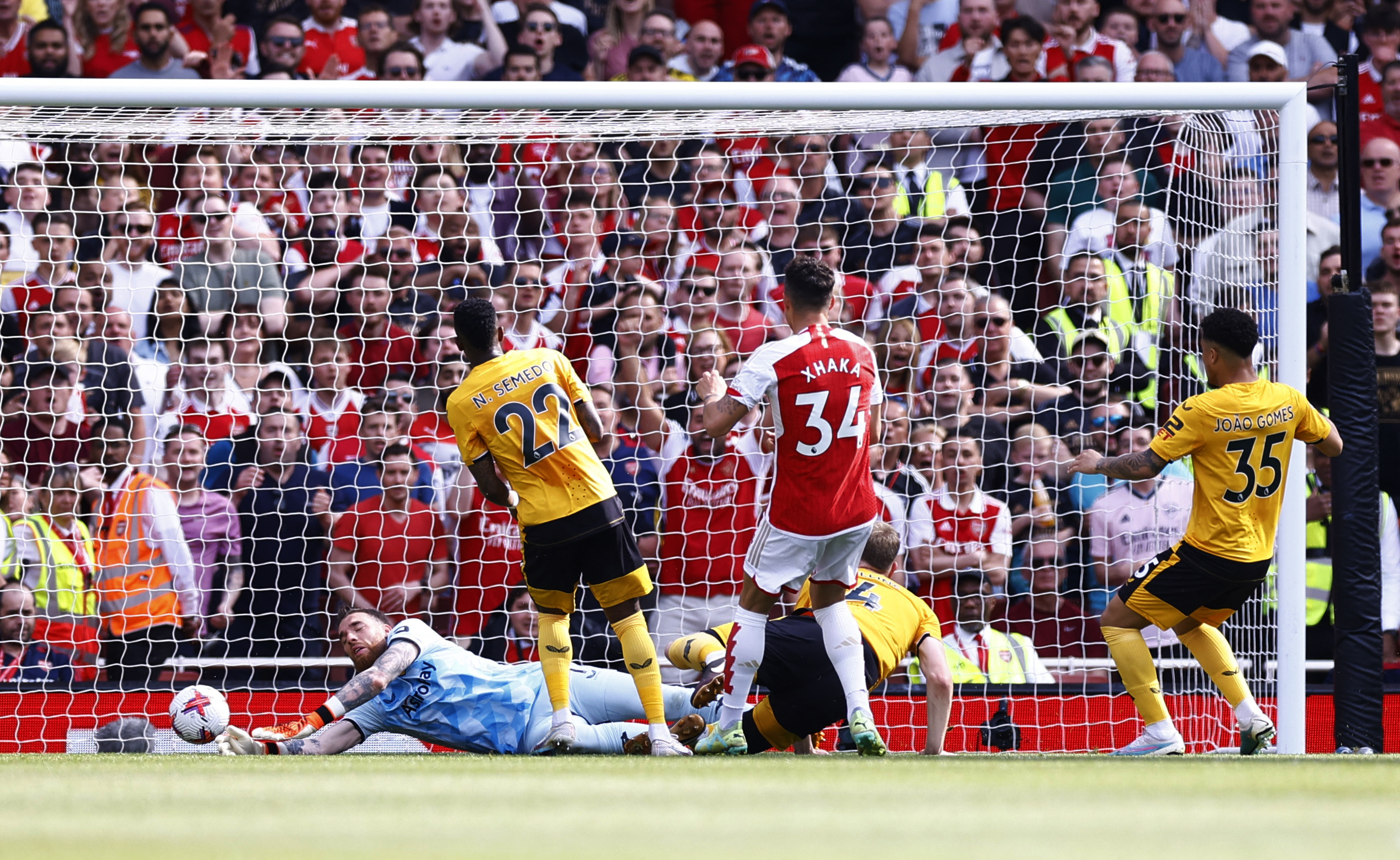 Granit Xhaka grabbed a brace as Arsenal thumped Wolves at the Emirates