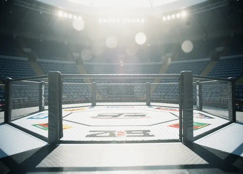 Alexander Volkanovski in UFC octagon during featherweight title fight in 2024