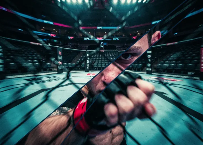 Alexander Volkanovski standing in the UFC octagon during featherweight championship bout in 2026