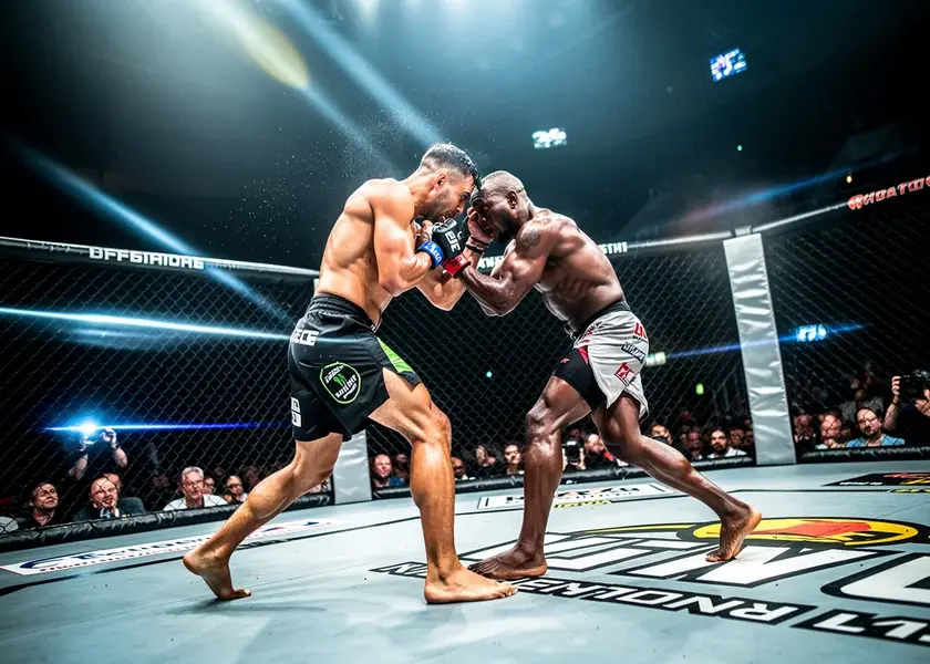 Alexander Volkanovski in UFC octagon during featherweight title fight, 2026 contender