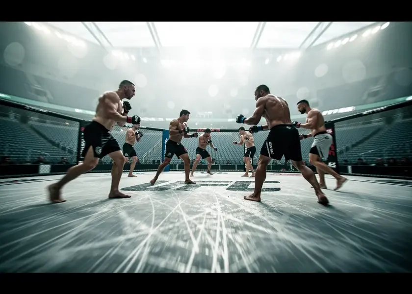 Alexander Volkanovski in UFC octagon preparing for featherweight title contention in 2026