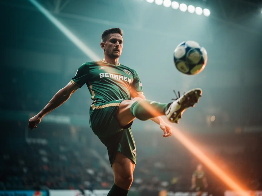 Bruno Fernandes in Manchester United kit delivering a cross that led to an FPL assist in GW31