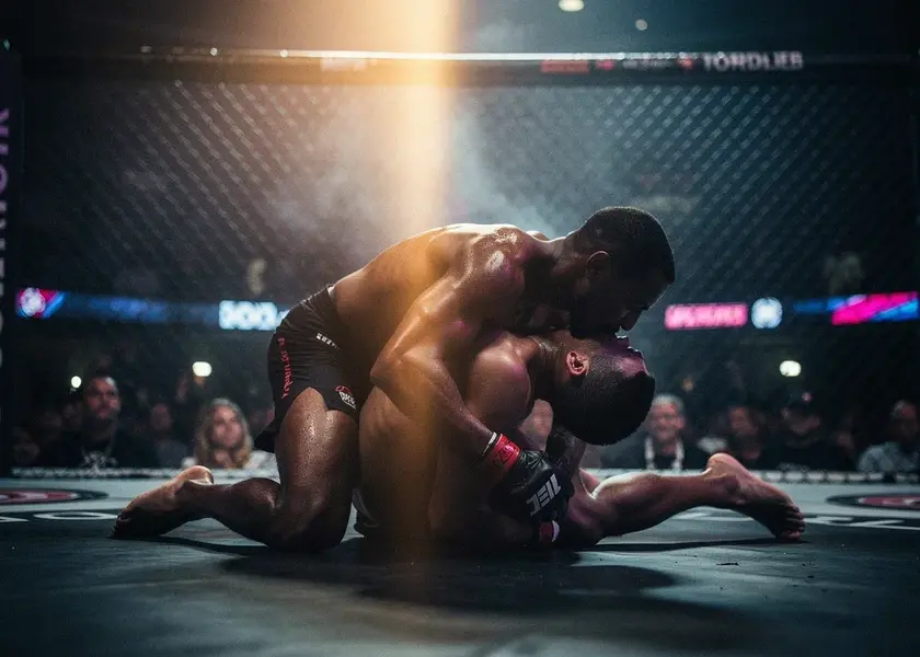 Charles Oliveira of Brazil enters the octagon ahead of his BMF title fight at UFC 326 in Las Vegas