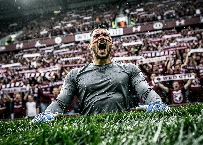 Jordan Pickford in goalkeeper kit representing his Sunderland academy roots and England career in 20