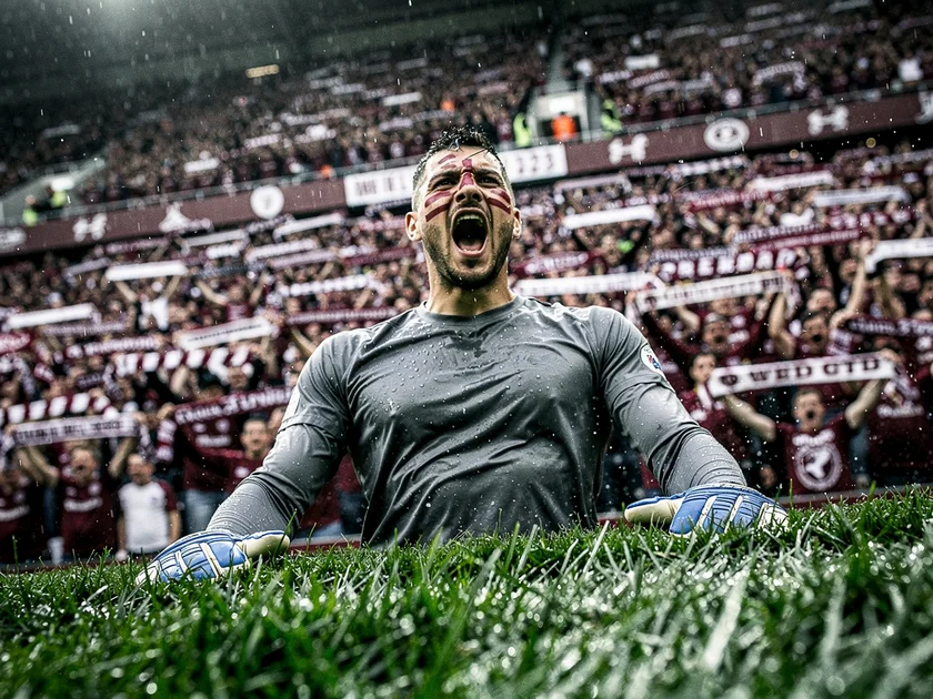 Jordan Pickford in goalkeeper kit representing his Sunderland academy roots and England career in 20
