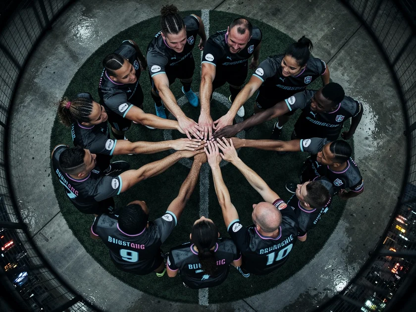 Liverpool players warming up ahead of their 2026 Champions League last-16 tie at Anfield