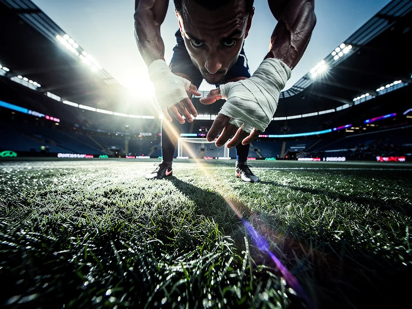 Manchester City players in UEFA Champions League action against Real Madrid at the Etihad Stadium