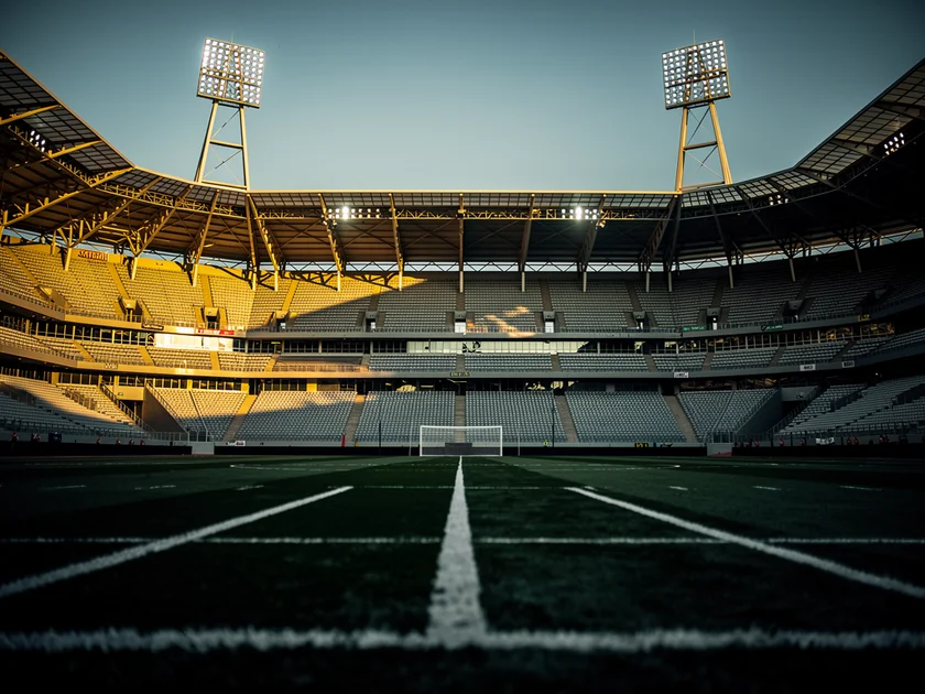 Newcastle United club badge on the West Stand at St. James' Park during a Premier League match