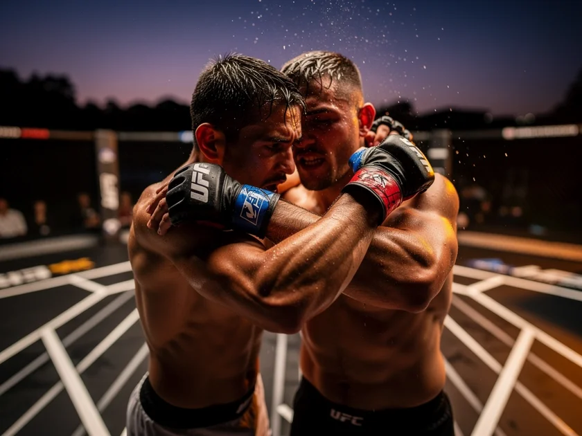 Ricky Simon celebrates UFC Bantamweight Division knockout win at Climate Pledge Arena Seattle 2025