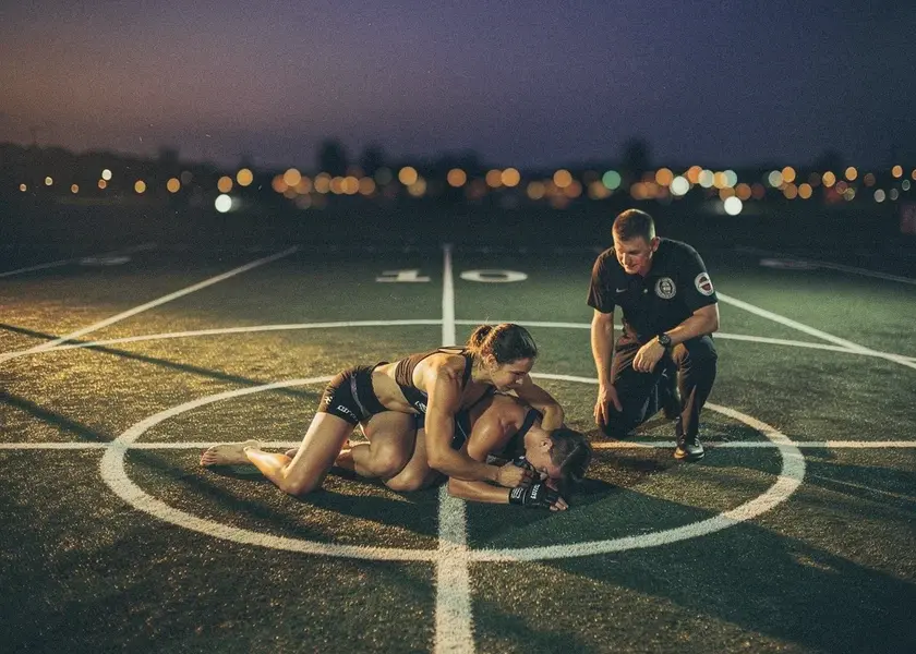 Joselyne Edwards celebrating UFC Bantamweight Division submission win at UFC Houston March 2026