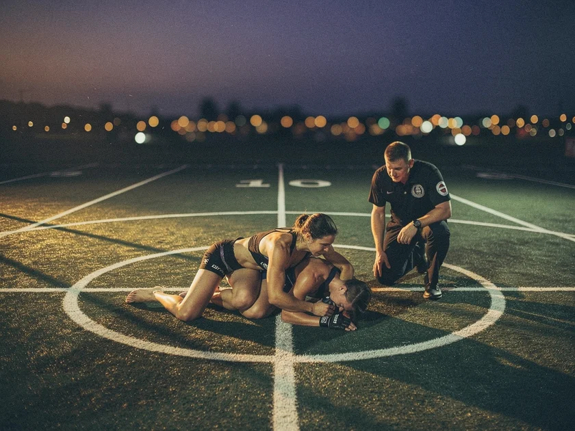 Joselyne Edwards celebrating UFC Bantamweight Division submission win at UFC Houston March 2026