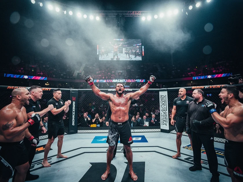 Tyrell Fortune raises fist in UFC heavyweight bout amid UFC Injuries and scorecard controversy 2026