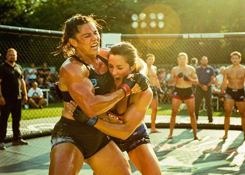 Alice Pereira celebrating her UFC Fight Night win, sister of champion Alex Pereira, April 2026