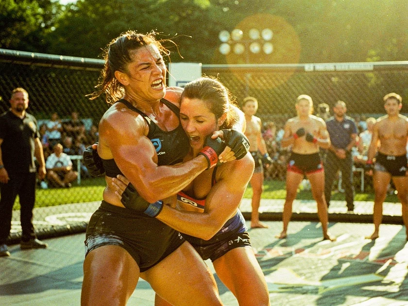 Alice Pereira celebrating her UFC Fight Night win, sister of champion Alex Pereira, April 2026