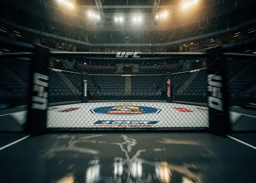 Alexander Volkanovski in UFC octagon demonstrating featherweight title fight pressure striking technique