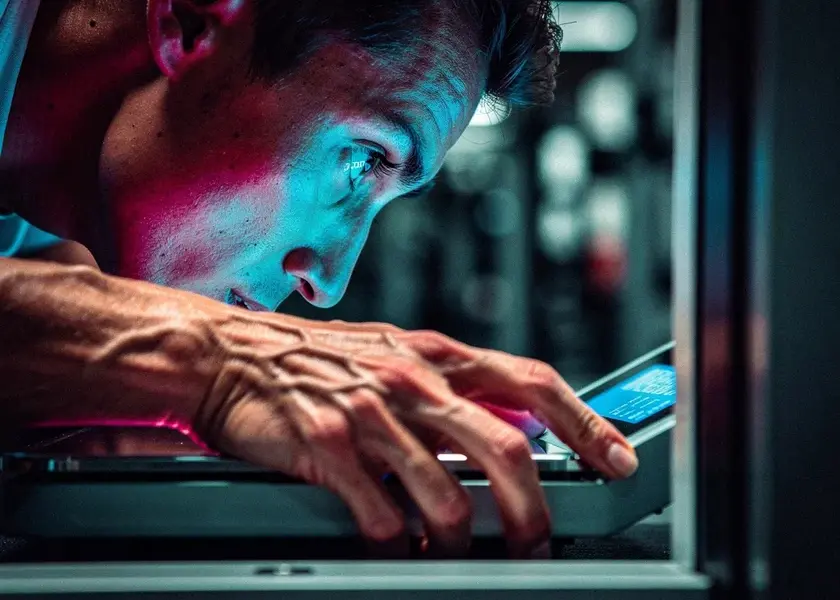 Renato Moicano on the scale at UFC Vegas 115 representing the UFC Lightweight Division weigh-in