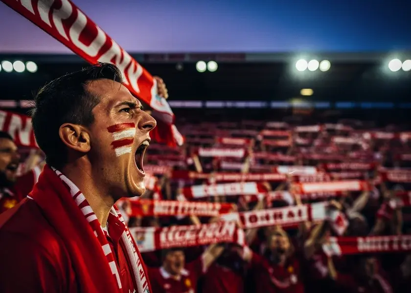 Virgil van Dijk leading Liverpool's defensive line during a tense 2026 Premier League title race match