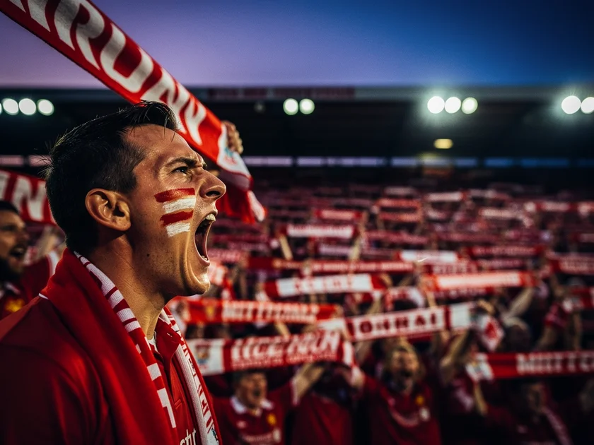 Virgil van Dijk leading Liverpool's defensive line during a tense 2026 Premier League title race match